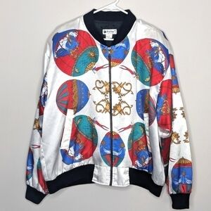 Vintage Esther Satin Bomber Hot Air Balloon Cherub Jacket L